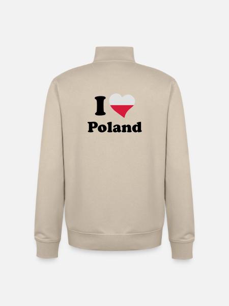 I love Poland - Unisex Organic Zip Sweatshirt by Stanley/Stella - desert dust