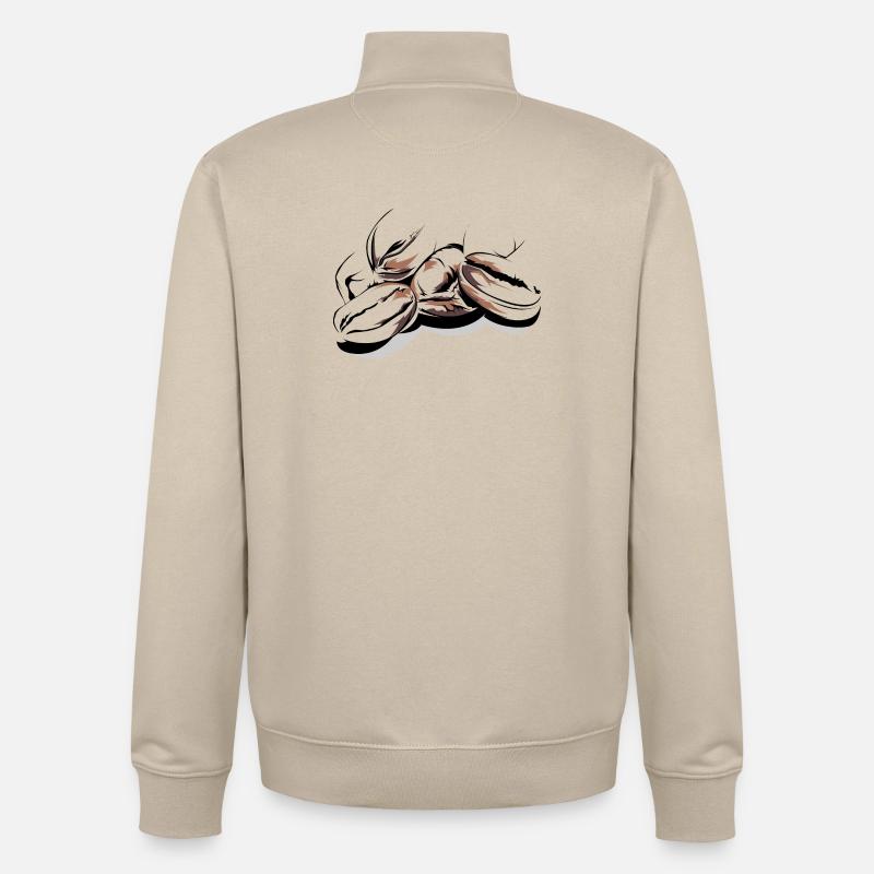 Kaffeebohnen Cafe Illustration Logo Kaffeezeit - Unisex Organic Zip Sweatshirt von Stanley/Stella - Cremebeige