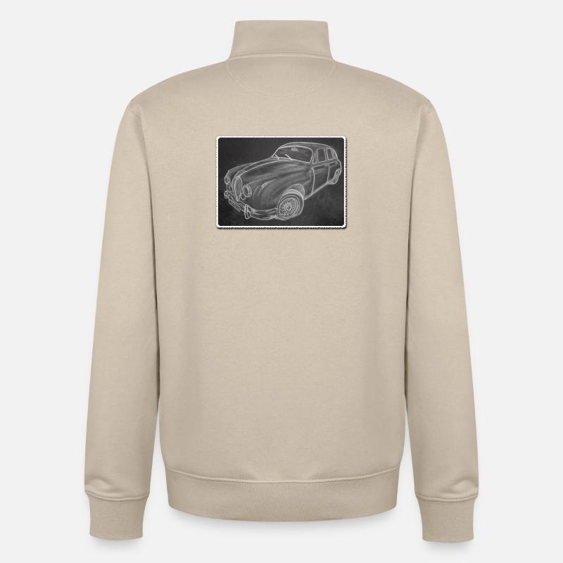 Oldtimer Jaguar - gezeichnet - Kunst auf Shirts... - Unisex Organic Zip Sweatshirt von Stanley/Stella - Cremebeige