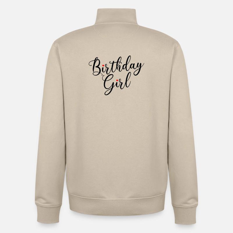Fille d’anniversaire Script Coeurs - Sweat zippé unisexe en coton bio Stanley/Stella - beige crème