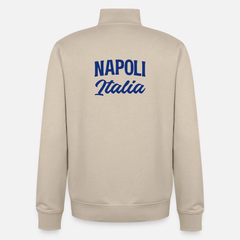 Napoli Italia Script in Blue - Sweat zippé unisexe en coton bio Stanley/Stella - beige crème