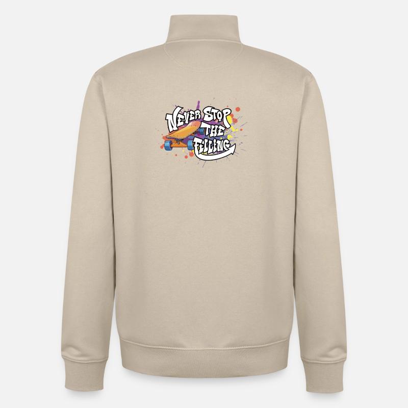 Skateboard Graffiti Motivation Design - Sweat zippé unisexe en coton bio Stanley/Stella - beige crème