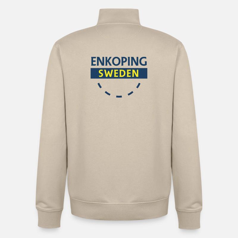 Enköping Suède Panneau de la ville - Sweat zippé unisexe en coton bio Stanley/Stella - beige crème