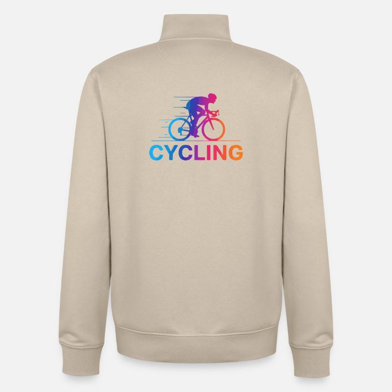 Gradient vibrant du cyclisme - Sweat zippé unisexe en coton bio Stanley/Stella - beige crème