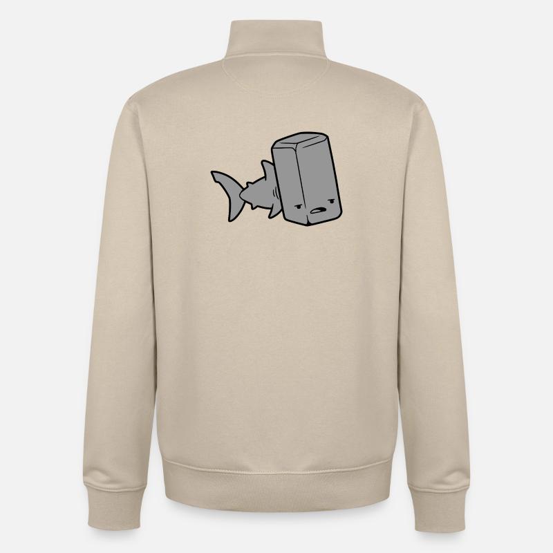 Jeu de mots drôle littéral sur le requin-marteau - Sweat zippé unisexe en coton bio Stanley/Stella - beige crème
