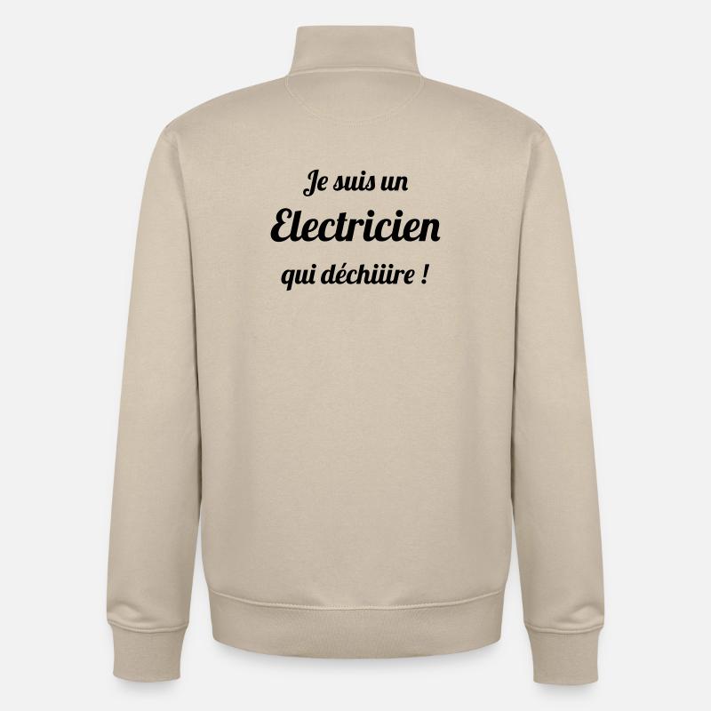 Électricien Qui Déchire : L'As des Disjoncteurs - Sweat zippé unisexe en coton bio Stanley/Stella - beige crème
