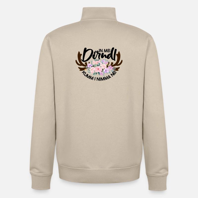 Blumenmuster mit Hirschgeweih - Unisex Organic Zip Sweatshirt von Stanley/Stella - Cremebeige