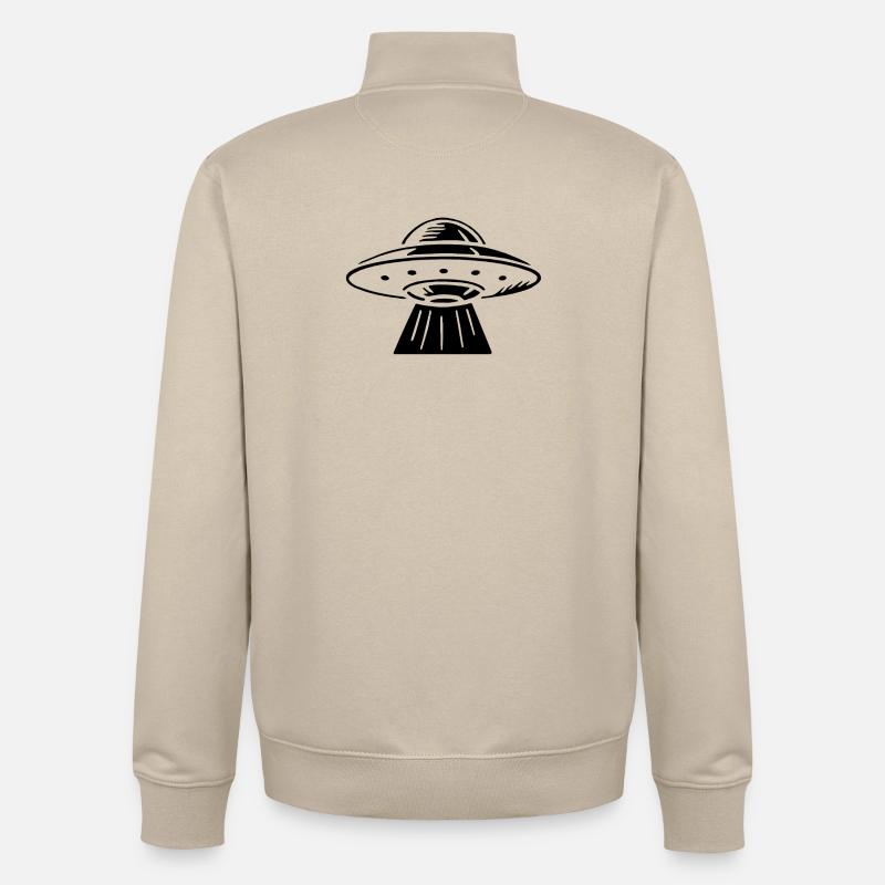 OVNI UAP Soucoupe Spatiale OVNI noir - Sweat zippé unisexe en coton bio Stanley/Stella - beige crème