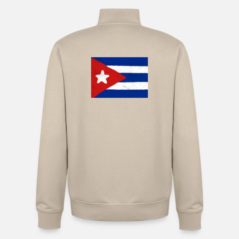 Drapeau de Cuba - Sweat zippé unisexe en coton bio Stanley/Stella - beige crème