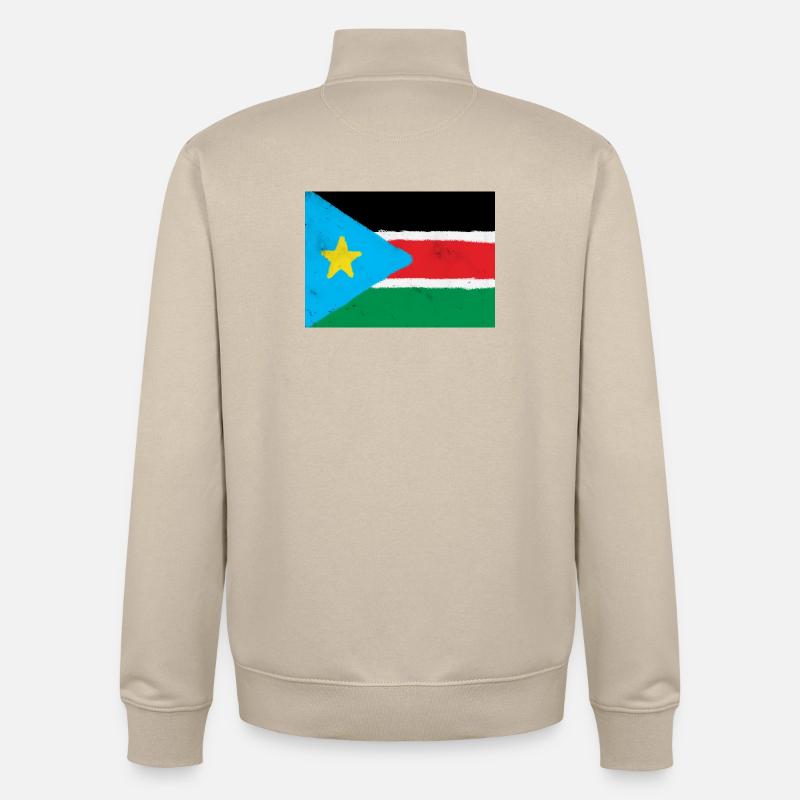 Drapeau du Soudan du Sud - Sweat zippé unisexe en coton bio Stanley/Stella - beige crème