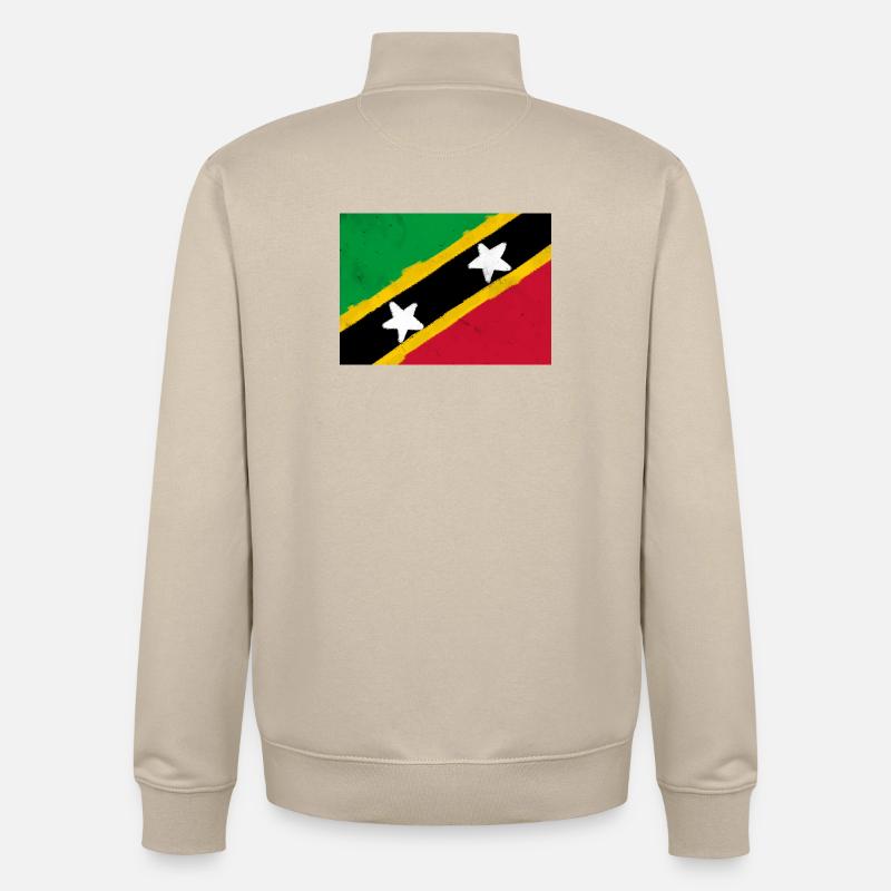 Drapeau de Saint-Kitts-et-Nevis - Sweat zippé unisexe en coton bio Stanley/Stella - beige crème