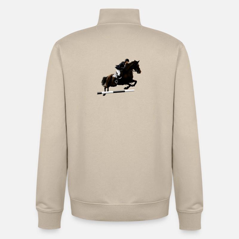 Springendes Pferd mit Reiter - Unisex Organic Zip Sweatshirt von Stanley/Stella - Cremebeige