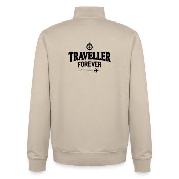 Reisender für immer - Traveller Forever - Unisex Organic Zip Sweatshirt von Stanley/Stella - Cremebeige - Hinten - AI Model Male 185 dark (185cm)