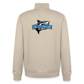 I Like You Saying in Shark Design - Unisex Organic Zip Sweatshirt by Stanley/Stella - desert dust - Back - AI Model Male 185 dark (185cm)