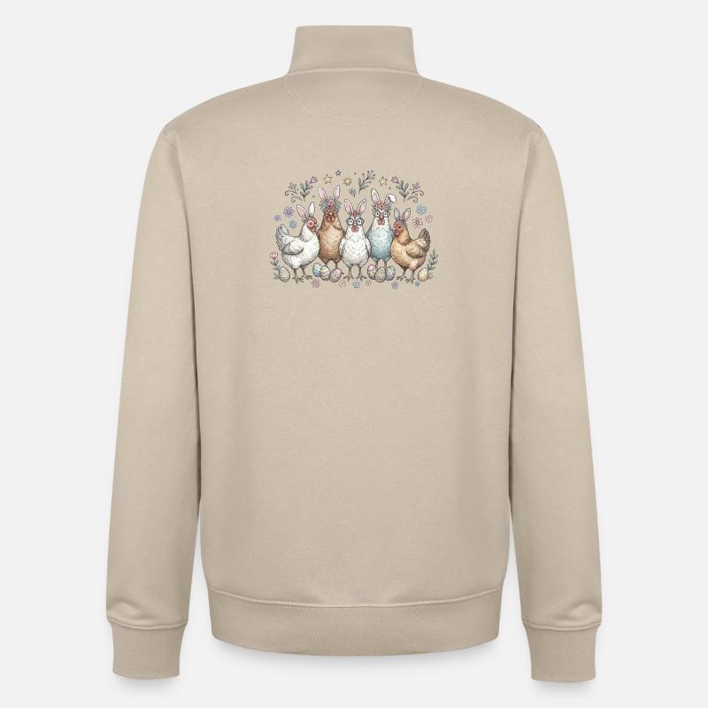 Osterhasen Bande mit Eiern - Unisex Organic Zip Sweatshirt von Stanley/Stella - Cremebeige