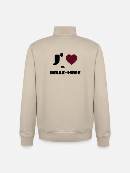 J'aime ma belle-mère (V) - Sweat zippé unisexe en coton bio Stanley/Stella - beige crème