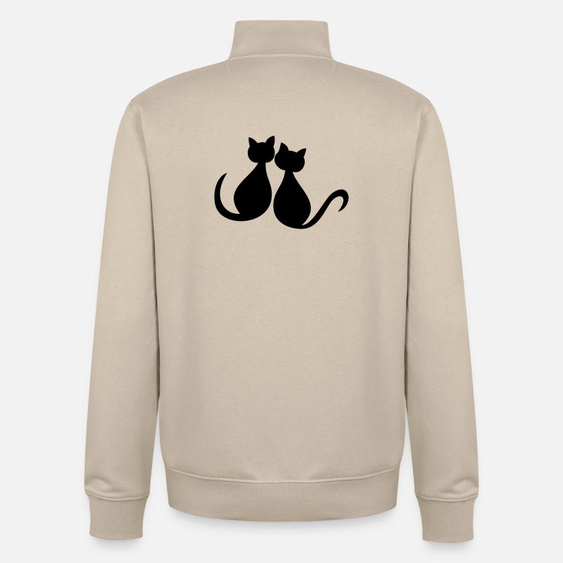 Les chats adorent la Saint-Valentin - Sweat zippé unisexe en coton bio Stanley/Stella - beige crème