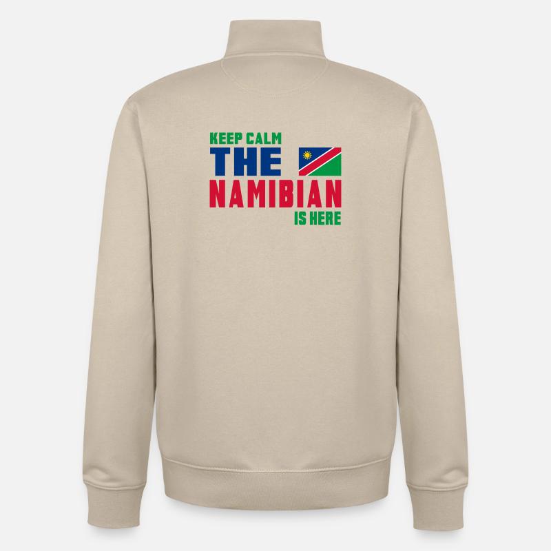 Keep Calm Namibia Flaggen Design - Unisex Organic Zip Sweatshirt von Stanley/Stella - Cremebeige