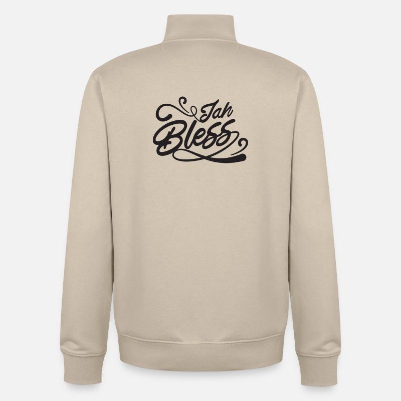 Jah Bless Script - Sweat zippé unisexe en coton bio Stanley/Stella - beige crème