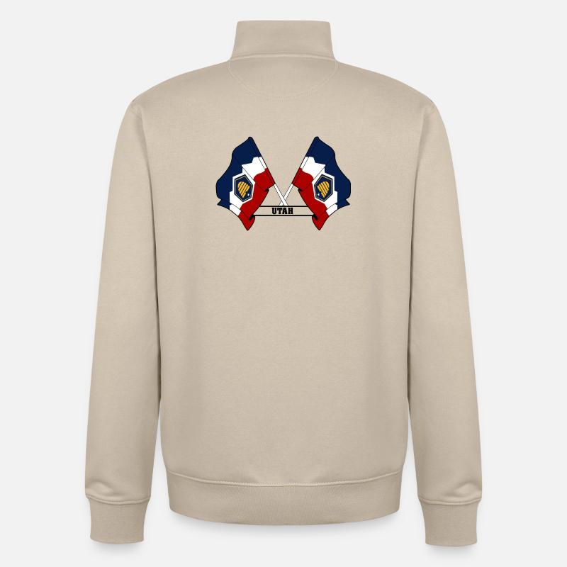 Two flags text UTAH - Unisex Organic Zip Sweatshirt by Stanley/Stella - desert dust