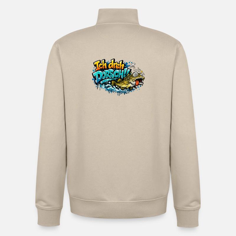 I Shoot Cod Graffiti Fish - Unisex Organic Zip Sweatshirt by Stanley/Stella - desert dust