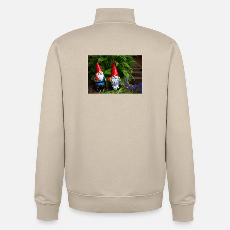 Gartenzwerge im Beet - Unisex Organic Zip Sweatshirt von Stanley/Stella - Cremebeige