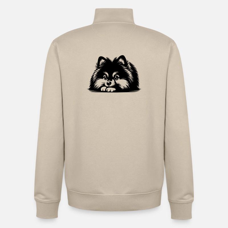 Zwergspitz Kopf mit Pfoten - Unisex Organic Zip Sweatshirt von Stanley/Stella - Cremebeige