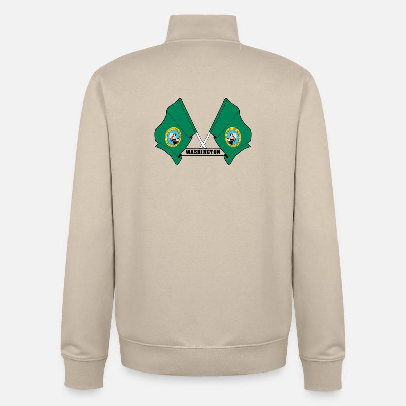 Zwei Flaggen mit dem Text WASHINGTON - Unisex Organic Zip Sweatshirt von Stanley/Stella - Cremebeige