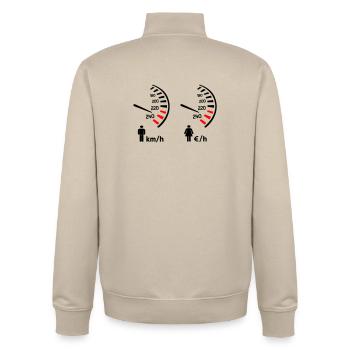 Tachometer km/h und Kostenmesser - Unisex Organic Zip Sweatshirt von Stanley/Stella - Cremebeige - Hinten - AI Model Male 185 dark (185cm)