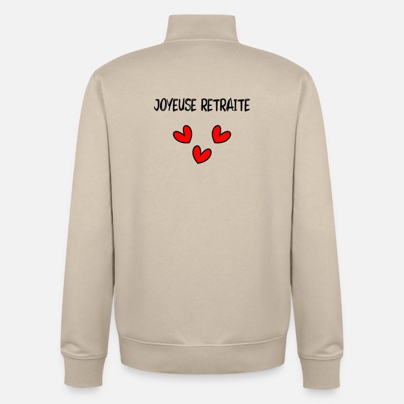 RETRAITE. COLLEGUE. RETRAITE. RETRAITEE. RETRAITE. - Sweat zippé unisexe en coton bio Stanley/Stella - beige crème