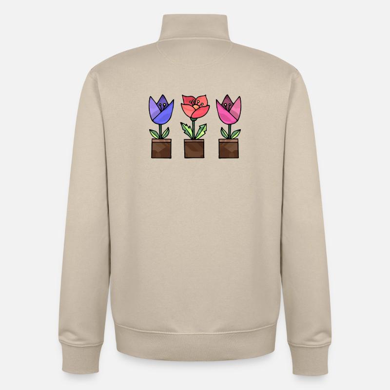 Fleur - Sweat zippé unisexe en coton bio Stanley/Stella - beige crème