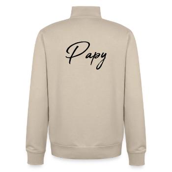 GRANDPA. DAD. FATHER'S DAY. HAPPY FATHER'S DAY - Unisex Organic Zip Sweatshirt by Stanley/Stella - desert dust - Back - AI Model Male 185 dark (185cm)