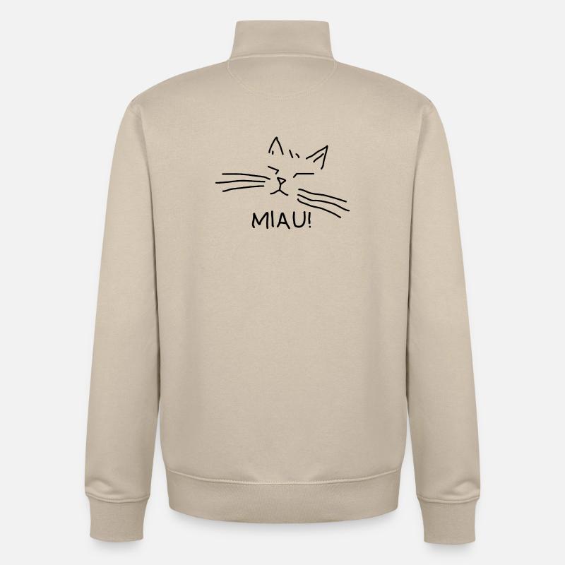 Propriétaire de chat Miaulement de chat - Sweat zippé unisexe en coton bio Stanley/Stella - beige crème