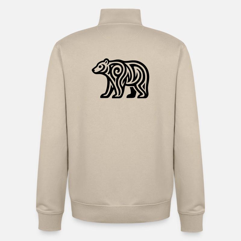 Just a Black Bear #1 / JustN-imal - Sweat zippé unisexe en coton bio Stanley/Stella - beige crème