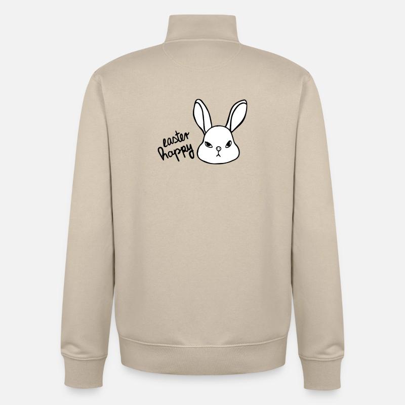 Sarcastic Easter Bunny - Easter Happy Bunny - Unisex Organic Zip Sweatshirt by Stanley/Stella - desert dust