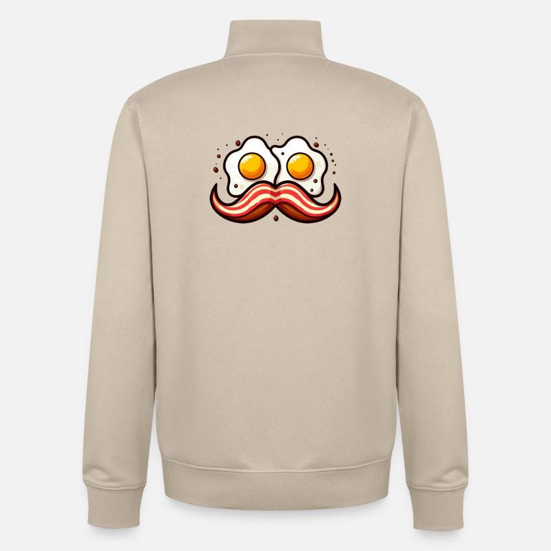 Retro Egg Mustache - Unisex Organic Zip Sweatshirt by Stanley/Stella - desert dust