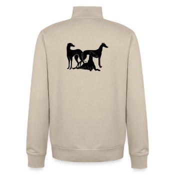 Gruppe Galgos / Greyhounds - Unisex Organic Zip Sweatshirt von Stanley/Stella - Cremebeige - Hinten - AI Model Male 185 dark (185cm)