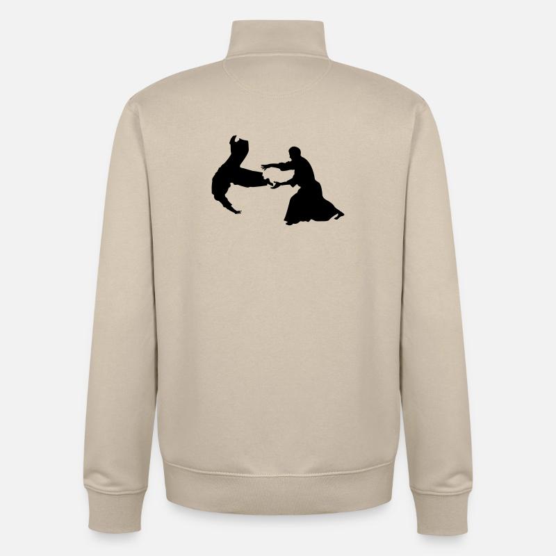 Lancer d’Aïkido - Sweat zippé unisexe en coton bio Stanley/Stella - beige crème