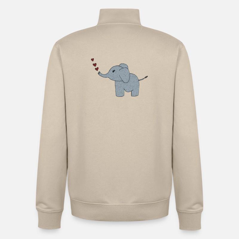 elefant gewebe mit herzen - Unisex Organic Zip Sweatshirt von Stanley/Stella - Cremebeige