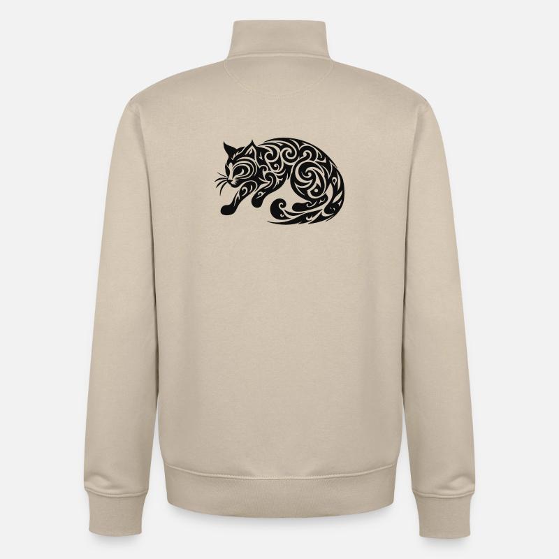 Schwarze Katze - Unisex Organic Zip Sweatshirt von Stanley/Stella - Cremebeige