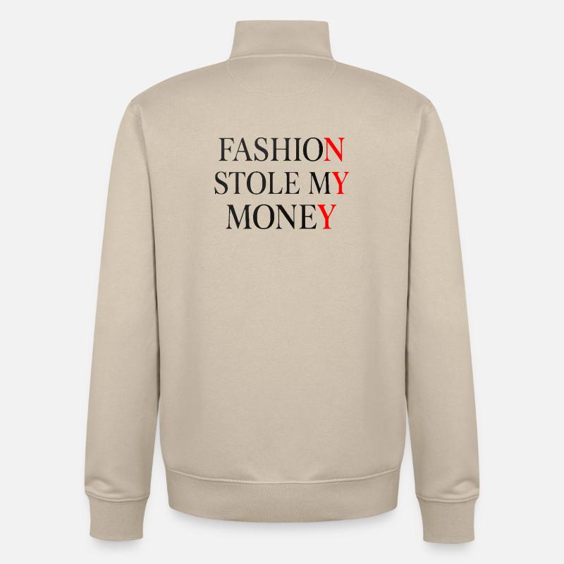 La mode m’a volé mon argent - Sweat zippé unisexe en coton bio Stanley/Stella - beige crème