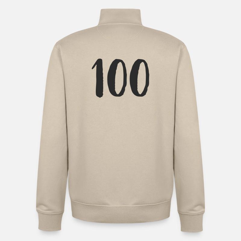 100 dessinés à la main - Sweat zippé unisexe en coton bio Stanley/Stella - beige crème