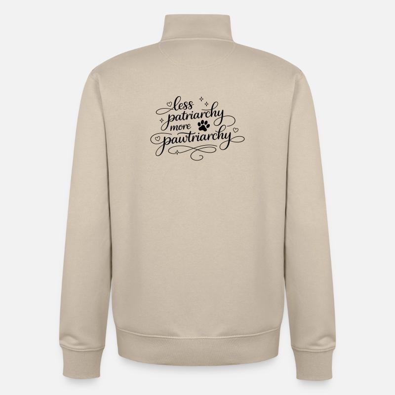 less patriarchy, more pawtriarchy - Unisex Organic Zip Sweatshirt by Stanley/Stella - desert dust