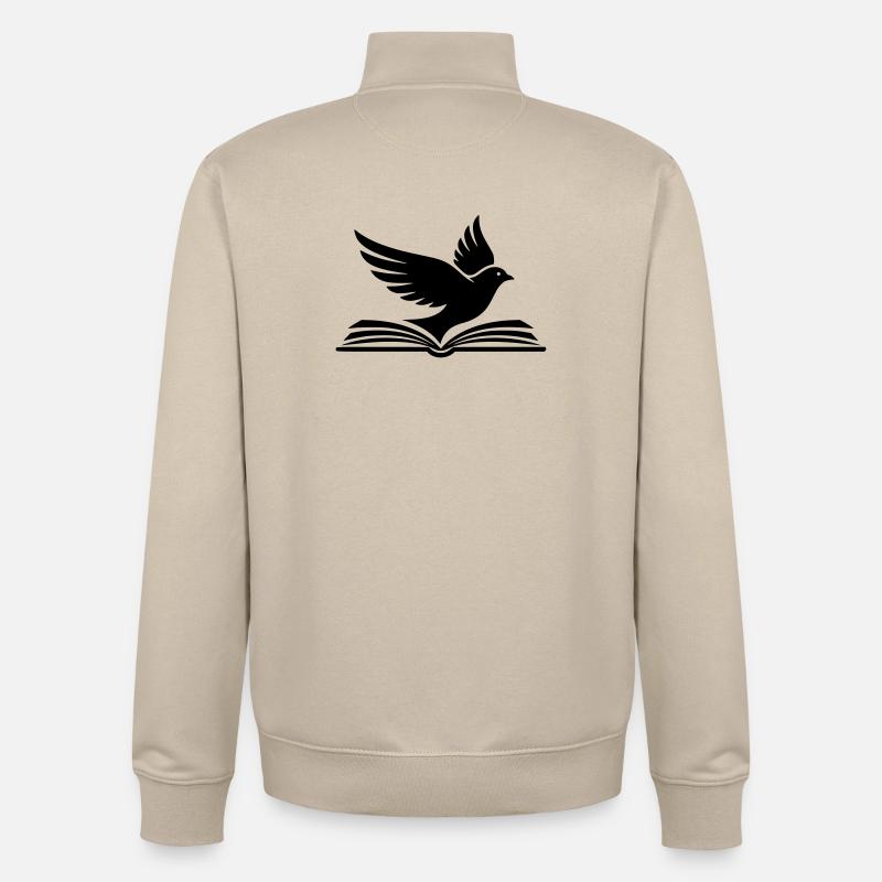  Buch Vogel Silhouette Schwarz - Unisex Organic Zip Sweatshirt von Stanley/Stella - Cremebeige