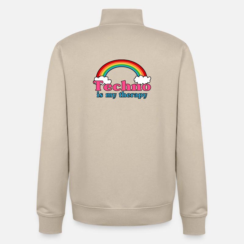 Techno Regenbogen - Unisex Organic Zip Sweatshirt von Stanley/Stella - Cremebeige
