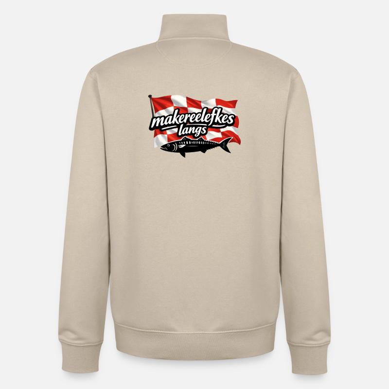 makereelefkes_langs - Sweat zippé unisexe en coton bio Stanley/Stella - beige crème