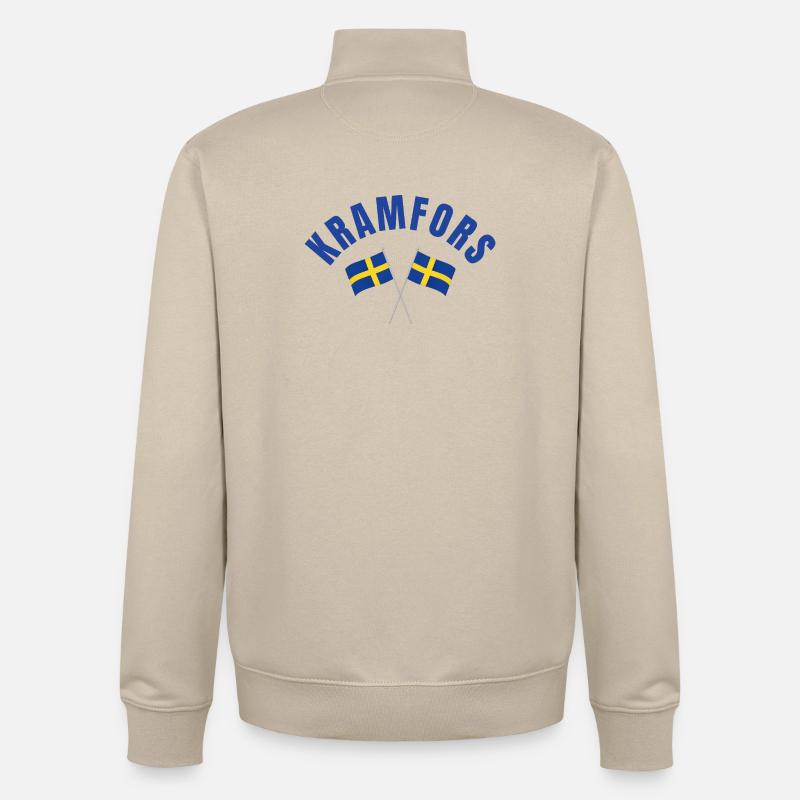Drapeaux suédois de Kramfors - Sweat zippé unisexe en coton bio Stanley/Stella - beige crème