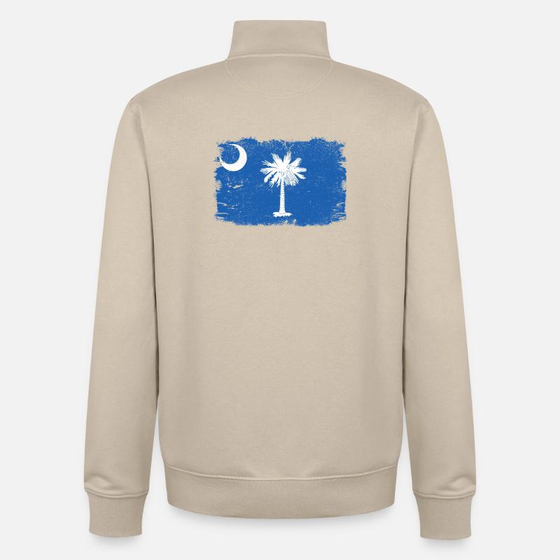 Drapeau de Caroline du Sud vieilli - Sweat zippé unisexe en coton bio Stanley/Stella - beige crème