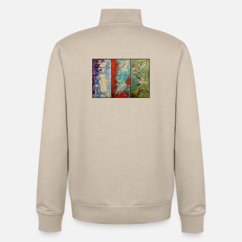 Triptychon Farbfluss - Unisex Organic Zip Sweatshirt von Stanley/Stella - Cremebeige