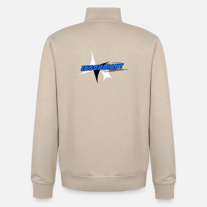 Insouciant Bleu Dynamique - Sweat zippé unisexe en coton bio Stanley/Stella - beige crème